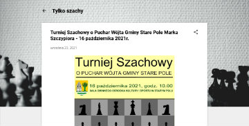 Zrzut ekranu z artykułem o turnieju szachowym