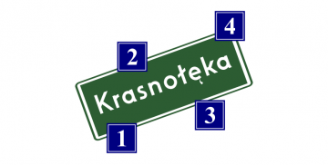 Tablica miejscowości Krasnołęka z numerami domów